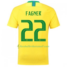 Günstige Fußballtrikots Brasilien Fagner 22 WM 2018 Heimtrikotsatz kaufen